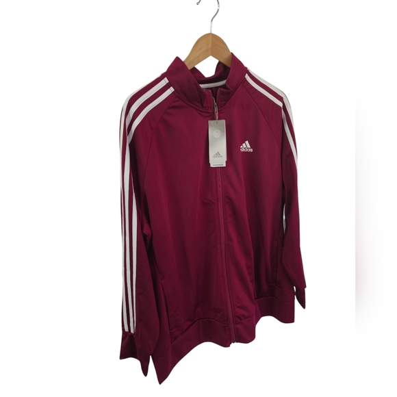 NWT Adidas Women's Burgundy Track Jacket PrimeGreen Full Zip Size 3X - Picture 3 of 16
